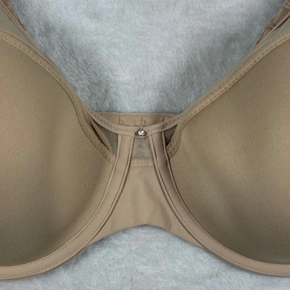 Bali 3439 BB06 Nude Full Coverage Underwire Bra Mesh Trim 36D Tan Beige